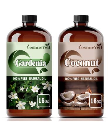 Gardenia Essential Oil and Coconut Essential Oil 16 Fl Oz (480Ml) Fragrance Oil for Aroma Diffuser Humidifier Home Fragrance Spa Cleaning Body Care Massage Yoga DIY Candle