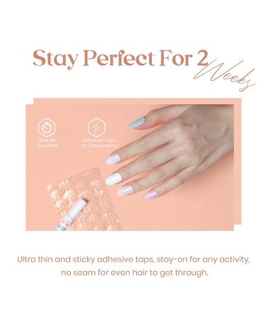 Beetles Press on Nails Short Glossy 6 Solid Colors Set | 144Pcs Fake Nails with Glue and Adhesive Tabs | Mini File Included | Women and Girls Nail Kit - Early Morning Mist - Buy Online on GoSupps.com