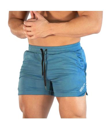 Mens Swim Trunks Men Solid Color Casual Drawstring Mid Waist Sports Shorts with Pockets Blue 3X-Large