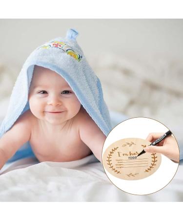 1Pcs Newborn Baby Announcement Sign Bulletin Board with Marker Round Wooden Baby Birth Sign Hello World Newborn Welcome Sign Photo Prop for Christmas Baby Shower Birthday Gift Keepsake - Buy Online on GoSupps.com