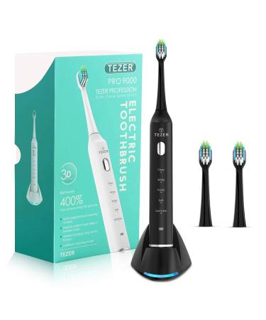 IPX7 Waterproof Sonic Electric Toothbrush  Rechargeable Electric Toothbrush  5 Modes with 2 Minute Smart Timer  2 Heads  Teeth Whitening  Dentists Recommend  5 in 1 Smart Toothbrush for Teens & Adults Black
