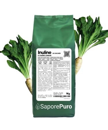 SaporePuro INULIN powder 1 kg - LONG CHAIN ??- Prebiotic plant fiber derived from chicory roots - High performance inulin powder for fat replacement