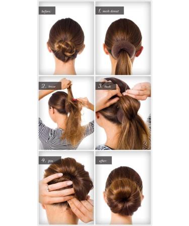7-Piece Hair Knot Ring Bun Maker Set with Ribbons & Pins - Chignon Hairstyling Tools - Brown - Buy Online on GoSupps.com