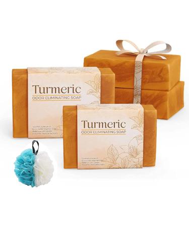REPWEY 2 pcs PureHarmony Turmeric Odor Eliminating Soap Turmeric Soap for Skin Lightening Turmeric And Honey Soap Bar Cleansing Natural Handmade Soap for All Skin