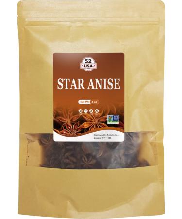 52USA Star Anise Seeds (Anis Estrella) 4OZ, Whole Chinese Star Anise Pods, Dried Anise Star Spice, Star Anise Seed Pods Whole Bulk 4 Ounce (Pack of 1)