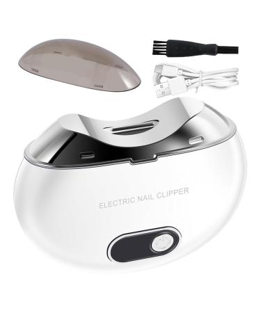 Kid Electric Nail Clipper | Safety Fingernail Trimmer Rechargeable Nail Scraps with Light & 3 Speeds Clipper with LCD Digital Display for Children Seniors White