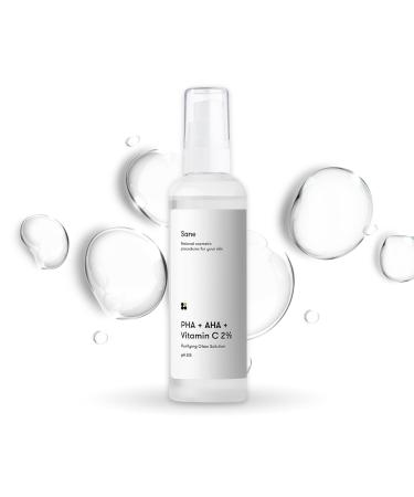 Sane Brightening Toner for Face with AHA + PHA + Vitamin C - 3.38 fl oz Rejuvenating Brightening and Moisturizing Toner for Face Hypersensitive Skin Friendly Toner 3.38 Fl Oz (Pack of 1)