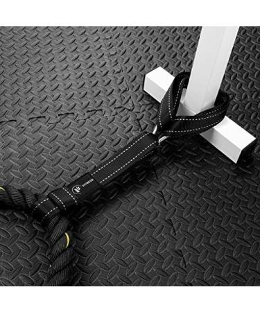 Battle Rope Anchor Strap Kit - Heavy Duty Reinforced Nylon | Easy Setup, Stops Damage | Stainless Steel Carabiner | Exercise Guide - Black/White - Buy Online on GoSupps.com