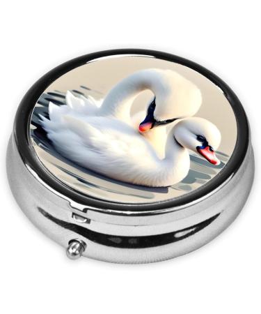 Cute Little Swan Round Pill Box - 3 Compartment Organizer for Purse & Pocket | Portable Travel Pill Box - Buy Online on GoSupps.com