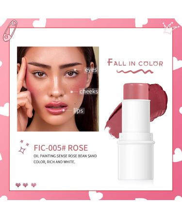 Yeweian Matte Cream Blush Stick - Long Lasting Waterproof Natural Makeup for Cheeks, Eyes, and Lips (05 Rose) - Buy Online on GoSupps.com