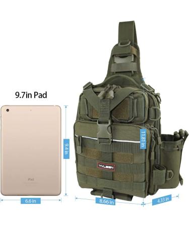 YVLEEN Fishing Tackle Backpack with Rod Holder | Water-Resistant Fishing Gear Bag for Men | Army Green | Standard Size 11.8x8.6x4.3inch - Buy Online on GoSupps.com