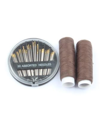 50pcs Stainless Steel Hair Extension Clips Wigs Combs + 2pcs Weaving Thread & Needles Set - Dark Brown - Buy Online on GoSupps.com