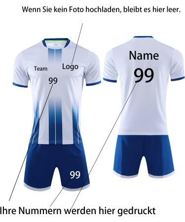 Customize Soccer Jersey Set for Kids & Adults - Blue Football Shirt Shorts & Personalized Name/Number/Logo - Buy Online on GoSupps.com