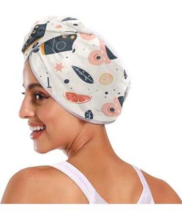 Skates Grapefruit Slices Hair Towels 2 Pack | Super Absorbent Quick Dry Hair Turbans for Women & Girls - Buy Online on GoSupps.com