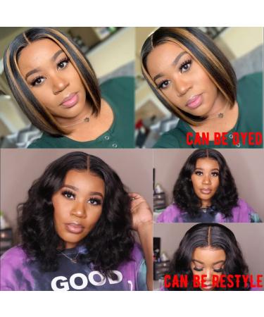 Brazilian Straight Bob Wig Human Hair 12 Inch | Middle Part Short Bob Lace Frontal Wig for Black Women - Natural Color - Pack of 1 - Buy Online on GoSupps.com