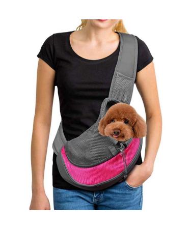 Petemoo portable pet dog cats puppy shoulder bag travel carrier shoulder bag breathable mesh transport bag l (up to 5 kg) red-a