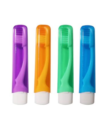 LYU 4 Pieces Travel Toothbrush Soft Bristles Toothbrush Folding Mini Size Toothbrush with Toothbrush Case