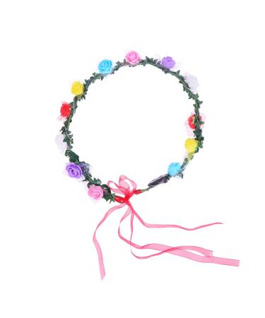 Lurrose Light Up Hair Wreath Floral Headband Flower Crown Garland LED Changing Lights Halloween Hair Accessory for Festival Party