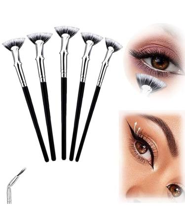 3Pcs Black Folding Angle Scalloped Lash Brush 2024 Upgrade Mascara Fan Brush Angled Fan Shaped Eyelash Brush without Clumps Eyelash Eyebrow Brush Soft Bristles Makeup Tool Face Brushes