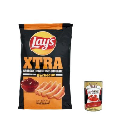 Italian Gourmet E.R. Lay's Xtra GUSTO BARBECUE Pack of 24 Salted Potato Chips 110g + Italian Gourmet Polpa 400g