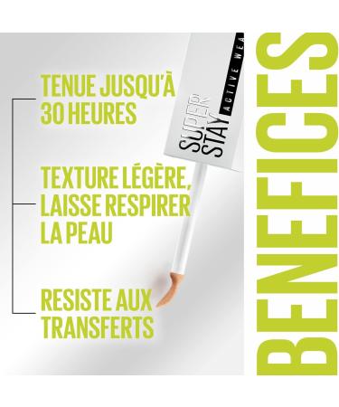 Maybelline New-York - Correcteur Anti-Cernes - Longue Tenue jusqu' 30H - Tous Types de Peaux - Superstay Active Wear - Teinte : Deep Bronz (65) - 10 ml 65 Deep Bronze - Buy Online on GoSupps.com