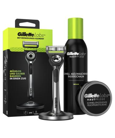 Gillette Labs Beard Care Set Wet Razor Men + 1 Razor Blade + Moisturizer (100ml) + Shaving Foam (240ml) for Men