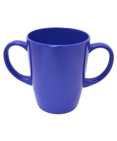 Rosa Lifestyle Two Handled Melamine Mug Lightweight 126g 400ml/14oz Capacity Daily Living Mobility Aid for Elderly Dementia Tremors Arthritis & Weak Grip (Blue)