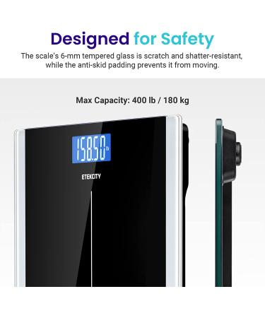 Etekcity Digital Bathroom Scale | Step-On Technology | 400 lb Capacity | Black Color - Buy Online on GoSupps.com