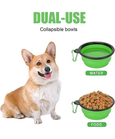 Buy Collaborative Dog Bowl & Collapsible Water Bowl for Cats & Dogs - Portable 350ml Green Bowl with Carabiner - Buy Online on GoSupps.com