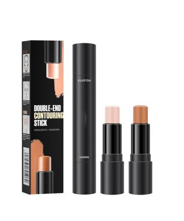 Contour Stick with Two Ends, Professional Makeup Highlighter Contour Stick 2-In-1, Contour Stick with Two Ends Defines the Cheekbones and Shapes the Face (A, 20 g)