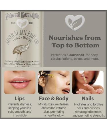Natural Born Oils Australian Emu Oil 1 Gallon Organic Fully Refined Nutrient-Rich Intense Skin Moisturizer Hair Strengthener - Buy Online on GoSupps.com