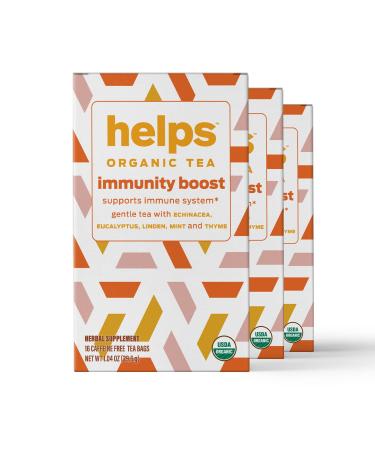 HELPS TEAS | Helps Immunity Boost Tea | Organic herbal blend of Echinacea, Eucalyptus, Mint, Linden, Thyme and Natural Honey Flavor. Facilitates Respiratory Health | 16 Tea Bags - Pack of 3 | Helps Immunity Boost 16 Count (