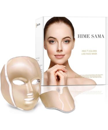 LED Face Mask - 7 Color LED Mask for Face and Neck Skin Care FSA/HSA Eligible Blue & Red LED Face Mask Portable Facial Care Mask and Optical Cosmetic Mask for Home and Travel. A-021