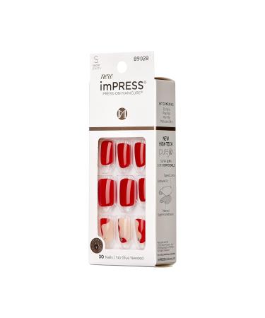 KISS imPRESS No Glue Press On Nails - Adore You Red Squoval Short | 30 Nails + Accessories | Perfect for Easy DIY Manicure - Buy Online on GoSupps.com