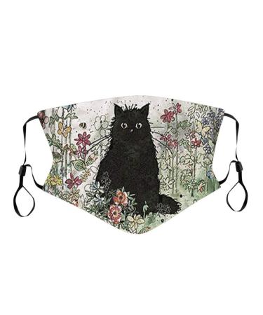 Lieikic cow oral mask mouth protection with motif washable fabric breathable dustproof mouth and nose protection neckerchief for women men (j)