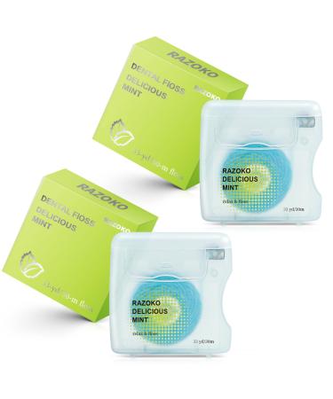 Coconut Oil Infused Woven Dental Floss Vegan and Cruelty Free Mint 6 Month Supply (33 Yards x 2 Units)
