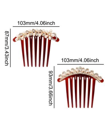 Honbay 2PCS Pearl Crystal Rhinestone Hair Side Combs - Floral Twist Hairpin for Women - Buy Online on GoSupps.com