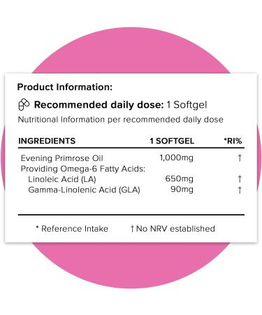 Hey Nutrition Evening Primrose Oil - Omega-6 Fatty Acids for Healthy Skin & Hair - Menstruation Support - 60 Softgels - Buy Online on GoSupps.com