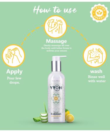 Vy o m Detoxifying Body Wash with Aloe Vera & Lime | Purely Organic & Plant-Based Detox Bath | 250ML (8.45oz) - Rejuvenate Your Skin - Buy Online on GoSupps.com