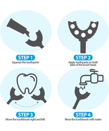 Kids' U-Shaped Training Toothbrush Set | Food Grade Silicone Brush Head | 360 Oral Cleaning Design | Ages 6-12 | 4-Piece Set - Buy Online on GoSupps.com
