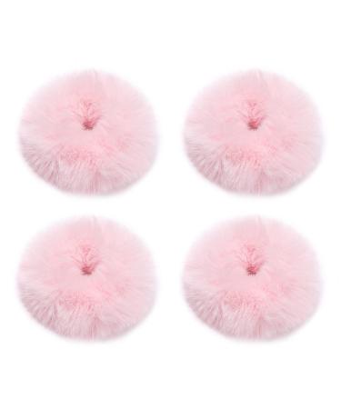 Pom Pom Hair Ties  Sightor 4pcs Ponytail Holders With Faux Rabbit Fur Fluffy Fuzzy Elastic Hair Bands Women Hair Accessories (Light Pink) - Buy Online on GoSupps.com
