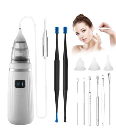 Ear Wax Vacuum 5 Gear Strong Suction Electric Ear Cleaner Ear Wax Removal Kit USB Charge LCD Screen Display Reusable Soft Silicone Ear Cleaning Kit Water Remover Tool for Adult Kids