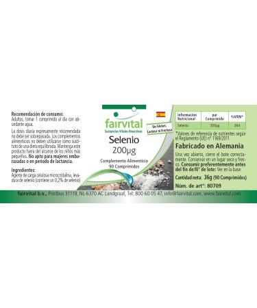 Fairvital | Selenium 200mcg Organic Selenium Yeast Based Natural VEGAN Box of 90 Tablets 3 Month Supply - Buy Online on GoSupps.com