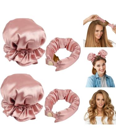 Soft Satin Heatless Hair Curlers Kit for Long & Medium Hair - 2 Pieces, Pink - Buy Online on GoSupps.com