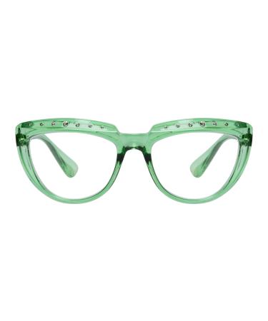 Eyekepper Reading Glasses for Women Rhinestone Readers Oversize Half-Moon Design Eyeglasses - Green+2.75 Green 2.75 Diopters