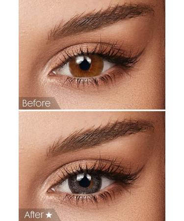 Bella 1-Day Colored Contact Lenses in Ash Brown - Natural Anthracite Color for Dark Eyes Dioptre -0.00 10x Daily Lenses - Buy Online on GoSupps.com