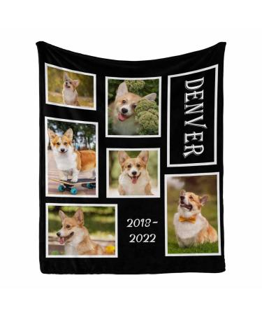 Customized Pet Memorial Gift for Loss of Dog - Personalized Blankets with Pet Photos Collage and Name - Custom Dog Death Sympathy Gift for Kids and Pet Owner 60 x 80 Inches 60 x 80 Inches Multi U172