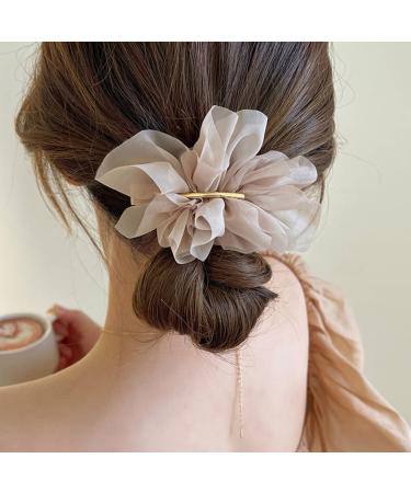 3PCS Large Flower Hair Clips Pins - Chiffon Silk Soft Snap Barrettes for Women & Kids | Wedding Bridal Prom Party Hair Styling Accessories - Buy Online on GoSupps.com