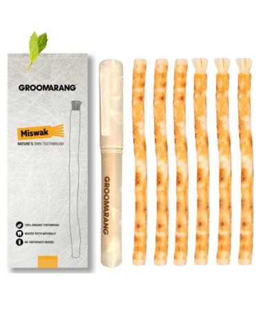 Miswak Stick x6 GROOMARANG Natural Chewable Toothbrushes - Made from The Salvadora Persica Tree - Cleans Teeth & Freshens Breath