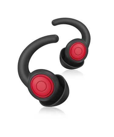 Ear Plugs for Sleeping Noise Reduction Reusable Earplugs for Sleep Hearing Protection Soft Comfy Silicone Ear Plugs for Concerts Focus Airplane Travel Work 2-Pair 38dB Highest Noise Cancelling Blackred